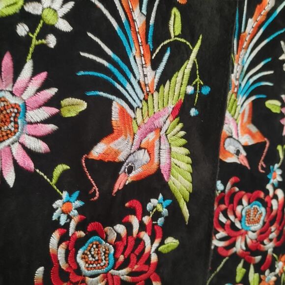 Avanti Size 1X Genuine Leather Embroidered Black Vintage Suede Floral Jacket - Picture 10 of 14